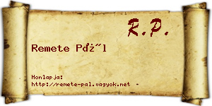 Remete Pál névjegykártya
